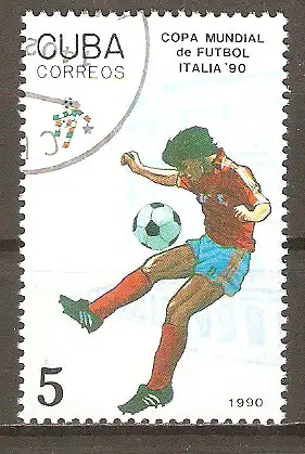 Briefmarke Cuba Mi.Nr. 3356 o Fussball-Weltmeisterschaft Italien 1990/ Spielszenen #2024349