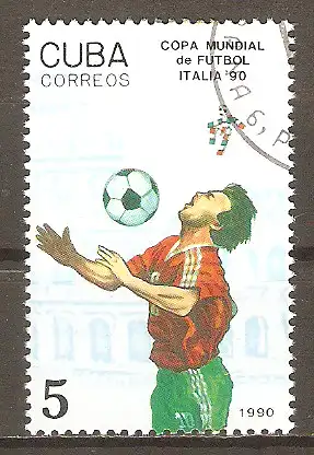 Briefmarke Cuba Mi.Nr. 3357 o Fussball-Weltmeisterschaft Italien 1990/ Spielszenen #2024350