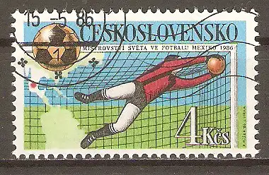 Briefmarke Tschechoslowakei Mi.Nr. 2862 o Fussball-Weltmeisterschaft Mexiko 1986 / Torwart #