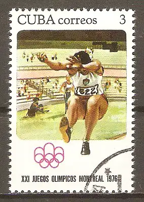 Briefmarke Cuba Mi.Nr. 2137 o Olympische Sommerspiele Montreal 1976 / Weitsprung #