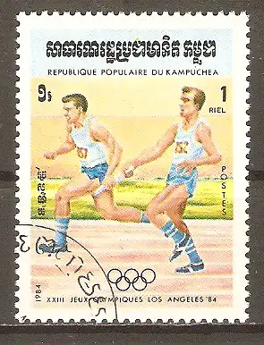 Briefmarke Kambodscha Mi.Nr. 571 o Olympische Sommerspiele Los Angeles 1984 / Staffellauf #2024357