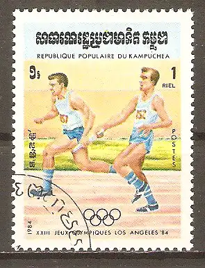 Briefmarke Kambodscha Mi.Nr. 571 o Olympische Sommerspiele Los Angeles 1984 / Staffellauf #