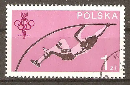 Briefmarke Polen Mi.Nr. 2612 o 60 Jahre Polnisches Olympisches Komitee 1979 / Stabhochsprung #