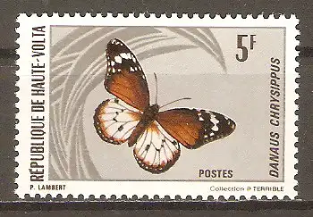 Briefmarke Obervolta Mi.Nr. 338 ** Einheimische Schmetterlinge 1971 / Kleiner Monarch (Danaus chrysippus) #2024359