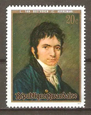 Briefmarke Ruanda Mi.Nr. 449 A ** 200. Geburtstag von Ludwig van Beethoven 1971 / Gemälde von Christian Horneman #2024360