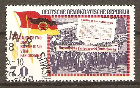 Briefmarke DDR Mi.Nr. 1110 o 20. Jahrestag der Befreiung vom Faschismus 1965 / Demonstration zur Vereinigung von KPD und SPD zur SED #2024371