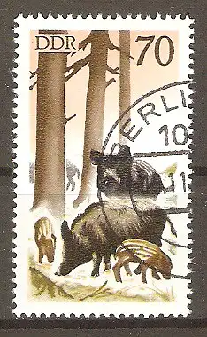 Briefmarke DDR Mi.Nr. 2275 o Jagdwesen 1977 / Wildschwein (Sus scrofa) #