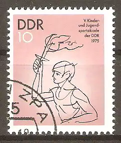 Briefmarke DDR Mi.Nr. 2065 o Kinder- und Jugendspartakiade Berlin 1975 / Fackellauf #