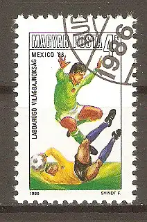 Briefmarke Ungarn Mi.Nr. 3818 A o Fussball-Weltmeisterschaft Mexiko 1986 / Spielszenen #