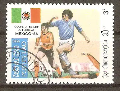 Briefmarke Laos Mi.Nr. 816 o Fussball-Weltmeisterschaft Mexiko 1986 / Spielszenen #2024391