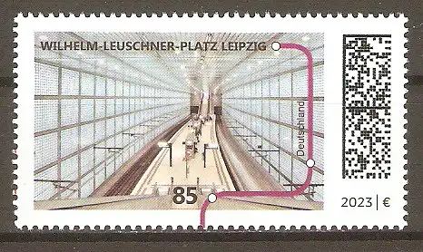 Briefmarke BRD Mi.Nr. 3760 ** U-Bahn-Stationen 2023 / U-Bahn-Haltestelle Wilhelm-Leuschner-Platz in Leipzig #2024406