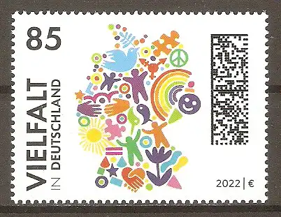 Briefmarke BRD Mi.Nr. 3727 ** Diversität 2022 / Vielfalt in Deutschland #2024408