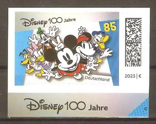 Briefmarke BRD Mi.Nr. 3756 ** 100 Jahre Walt Disney Studios 2023 (selbstklebend aus Folienblatt) / Pluto, Daisy Duck, Goofy, Micky Maus, Minnie Maus und Donald Duck #2024411