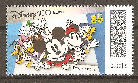 Briefmarke BRD Mi.Nr. 3754 ** 100 Jahre Walt Disney Studios 2023 / Pluto, Daisy Duck, Goofy, Micky Maus, Minnie Maus und Donald Duck #2024412