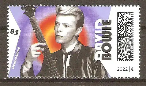 Briefmarke BRD Mi.Nr. 3661 ** 75. Geburtstag von David Bowie 2022 / Britischer Musiker und Schauspieler mit Gitarre #2024414