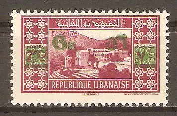 Briefmarke Libanon Mi.Nr. 263 ** Beit ed-Din 1943 / mit grünen Wertaufdruck #2024416