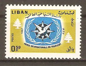 Briefmarke Libanon Mi.Nr. 997 ** Internationales Jahr des Tourismus 1967 / Emblem & Zedern #2024417