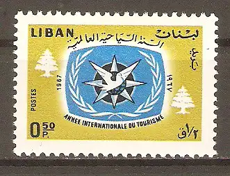 Briefmarke Libanon Mi.Nr. 997 ** Internationales Jahr des Tourismus 1967 / Emblem & Zedern #