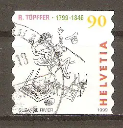Briefmarke Schweiz Mi.Nr. 1677 o 200. Geburtstag von Rodolphe Töpffer 1999 / Bildergeschichte „Die Liebesabenteuer des Monsieur Vieux Bois“ #2024421