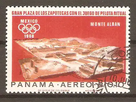 Briefmarke Panama Mi.Nr. 977 o Olympische Sommerspiele Mexiko 1968 / Altmexikanische Kultstätten - Tempelanlagen mit Ballspielplatz von Monte Albán #2024426