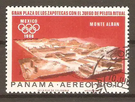 Briefmarke Panama Mi.Nr. 977 o Olympische Sommerspiele Mexiko 1968 / Altmexikanische Kultstätten - Tempelanlagen mit Ballspielplatz von Monte Albán #