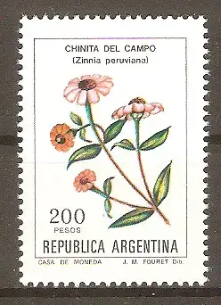 Briefmarke Argentinien Mi.Nr. 1558 y ** Blumen Argentiniens 1982 / Peruanische Zinnie (Zinnia peruviana) #2024432