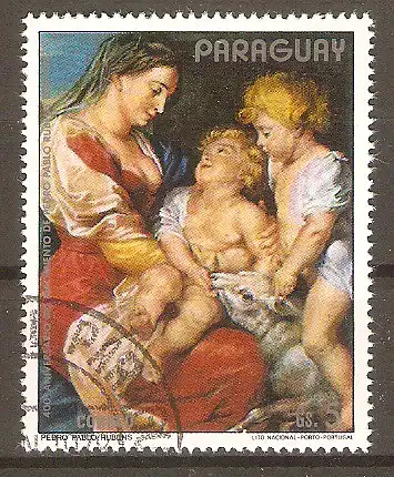 Briefmarke Paraguay Mi.Nr. 3002 o 400. Geburtstag von Peter Paul Rubens 1978 / Maria und Elisabeth mit Johannes und Jesus #2024436