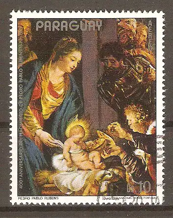 Briefmarke Paraguay Mi.Nr. 3003 o 400. Geburtstag von Peter Paul Rubens 1978 / Anbetung der Hl. Drei Könige #