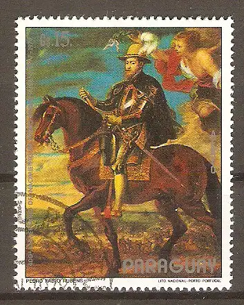 Briefmarke Paraguay Mi.Nr. 3004 o 400. Geburtstag von Peter Paul Rubens 1978 / Philipp II. zu Pferd #2024438