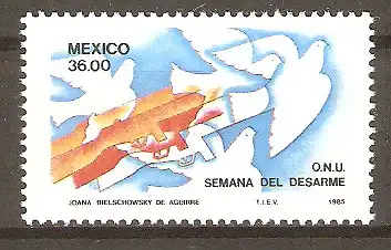 Briefmarke Mexiko Mi.Nr. 1956 ** Internationale Woche der Abrüstung 1985 / Gewehre & Friedenstaube #2024440