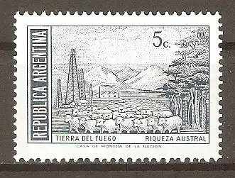 Briefmarke Argentinien Mi.Nr. 1096 I II **   Landesansichten 1971 / Schafherde auf Feuerland #2024441