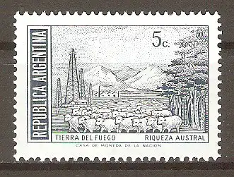 Briefmarke Argentinien Mi.Nr. 1096 I II **   Landesansichten 1971 / Schafherde auf Feuerland #