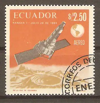 Briefmarke Ecuador Mi.Nr. 1305 o Erforschung der Mondoberfläche 1966 / US-Fotosonde „Ranger 7“ #