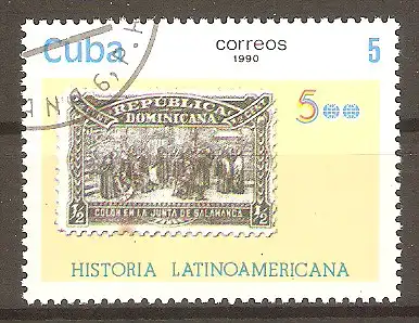 Briefmarke Cuba Mi.Nr. 3425 o Geschichte Lateinamerikas 1990 / Marke Dominikanische Republik #2024457