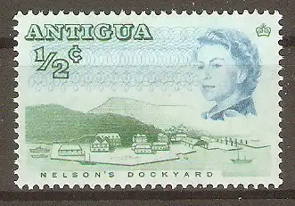 Briefmarke Antigua Mi.Nr. 156 C ** (gez. K 13¾) Bauwerke 1966 / Nelson-Werft #2024463
