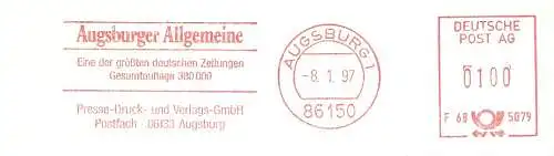 Freistempel F68 5079 Augsburg - Augsburger Allgemeine / Eine der größten deutschen Zeitungen / Gesamtauflage 380000 (#145)