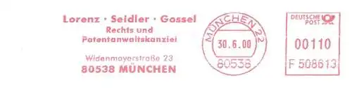 Freistempel F508613 München - Rechts und Patentanwaltskanzlei Lorenz Seidler Gossel (#331)