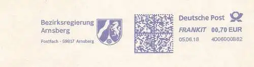 Freistempel 4D06000B82 Arnsberg - Bezirksregierung Arnsberg (Abb. Wappen) (#609)