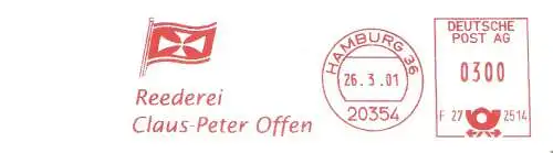 Freistempel F27 2514 Hamburg - Reederei Claus-Peter Offen (Abb. Flagge) (#621)