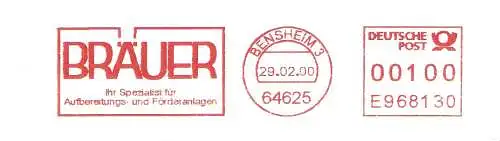 Freistempel E968130 Bensheim - BRÄUER / Ihr Spezialist für Aufbereitungs- und Förderanlagen (#775)