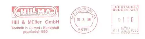 Freistempel H01 0565 Mannheim - HILLMA Hill & Müller GmbH / Technik in Gummi + Kunststoff / gegründet 1890 (#798)