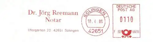 Freistempel F30 6636 Solingen - Notar Dr. Jörg Reemann (#818)