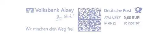 Freistempel 1D13001201 Alzey - Volksbank Alzey / Ihre Bank ! Wir machen den Weg frei (#971)