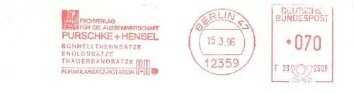 Freistempel F23 2509 Berlin - PURSCHKE + HENSEL / Fachverlag für die Aussenwirtschaft (#1055)