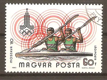 Briefmarke Ungarn Mi.Nr. 3434 A o Olympische Sommerspiele Moskau 1980 / Zweier-Kajak #