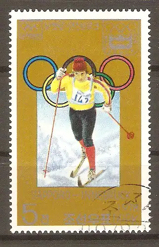 Briefmarke Korea-Nord Mi.Nr. 1684 o Olympische Winterspiele Sapporo (1972) und Innsbruck (1976) / Skilanglauf #