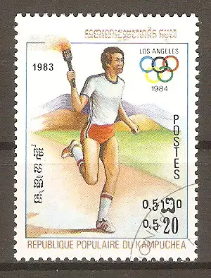 Briefmarke Kambodscha Mi.Nr. 454 o Olympische Sommerspiele Los Angeles 1984 / Fackelläufer #2024476
