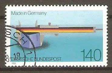 Briefmarke BRD Mi.Nr. 1378 o 100 Jahre Herkunftsbezeichnung „Made in Germany“ 1988 / Schublehre & Sechskantmutter #