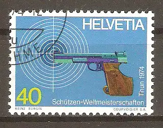 Briefmarke Schweiz MiNr. 1019 o Schützenweltmeisterschaften 1974 / Schießscheibe & Pistole #2024487