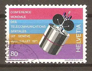 Briefmarke Schweiz MiNr. 945 o Internationale Weltraumfunk-Konferenz Genf 1971 / Satellit „Intelsat IV“ #2024490